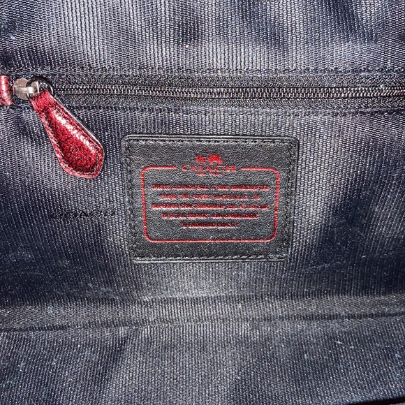 Coach Metallic Red Ranger Flap Crossbody Bag Metal Chain Convertible - Picture 13 of 16